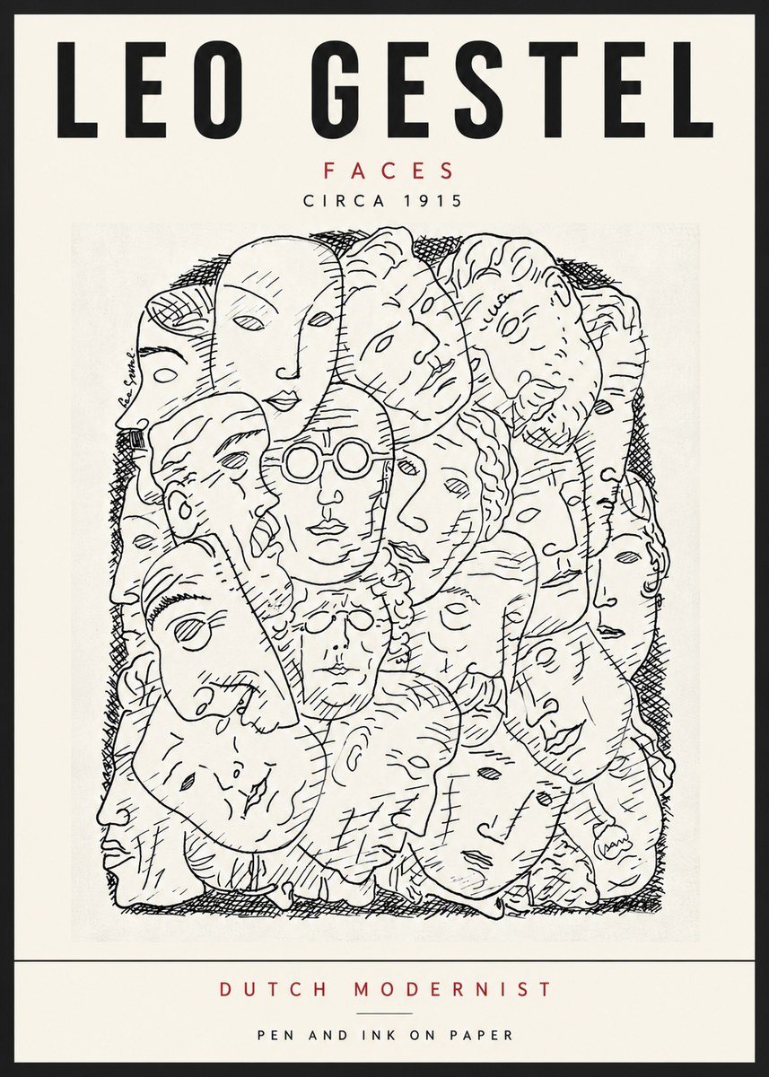 Leo Gestel Heads Ink Drawing No6 - Plakát