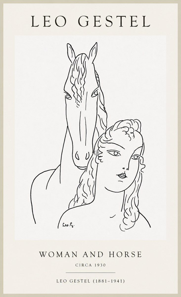Leo Gestel Woman and Horse No1 - Plakát