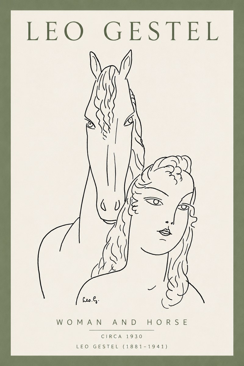 Leo Gestel Woman and Horse No4 - Plakát