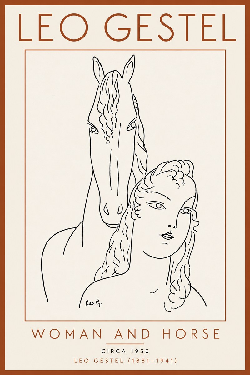 Leo Gestel Woman and Horse No5 - Plakát