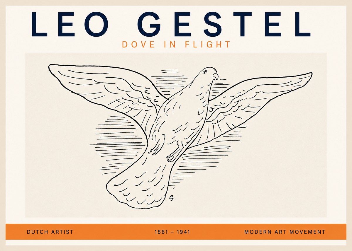 Leo Gestel Dove in Flight No2 - Plakát