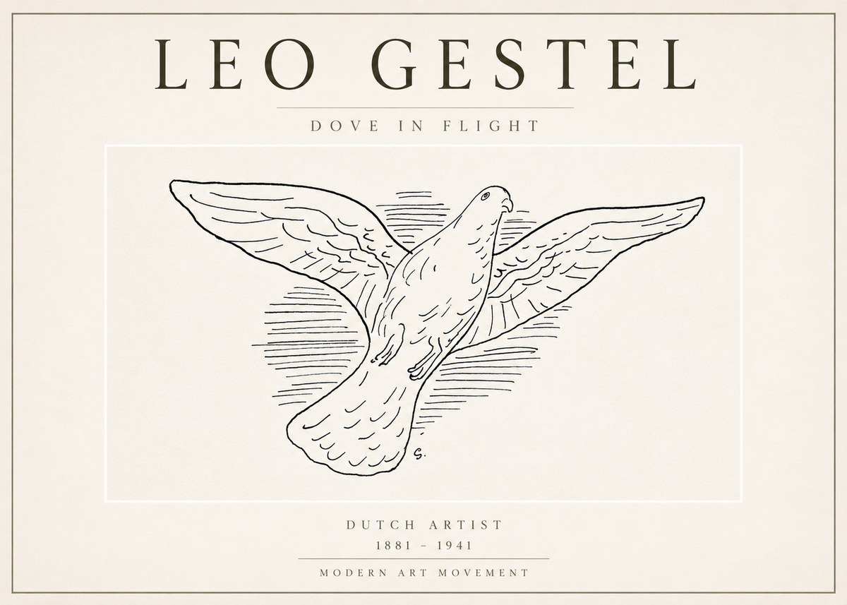 Leo Gestel Dove in Flight No3 - Plakát
