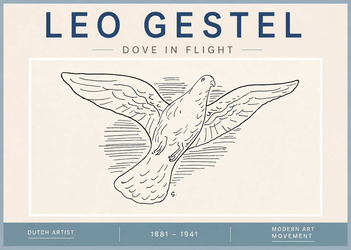 Leo Gestel Dove in Flight No4 - Plakát