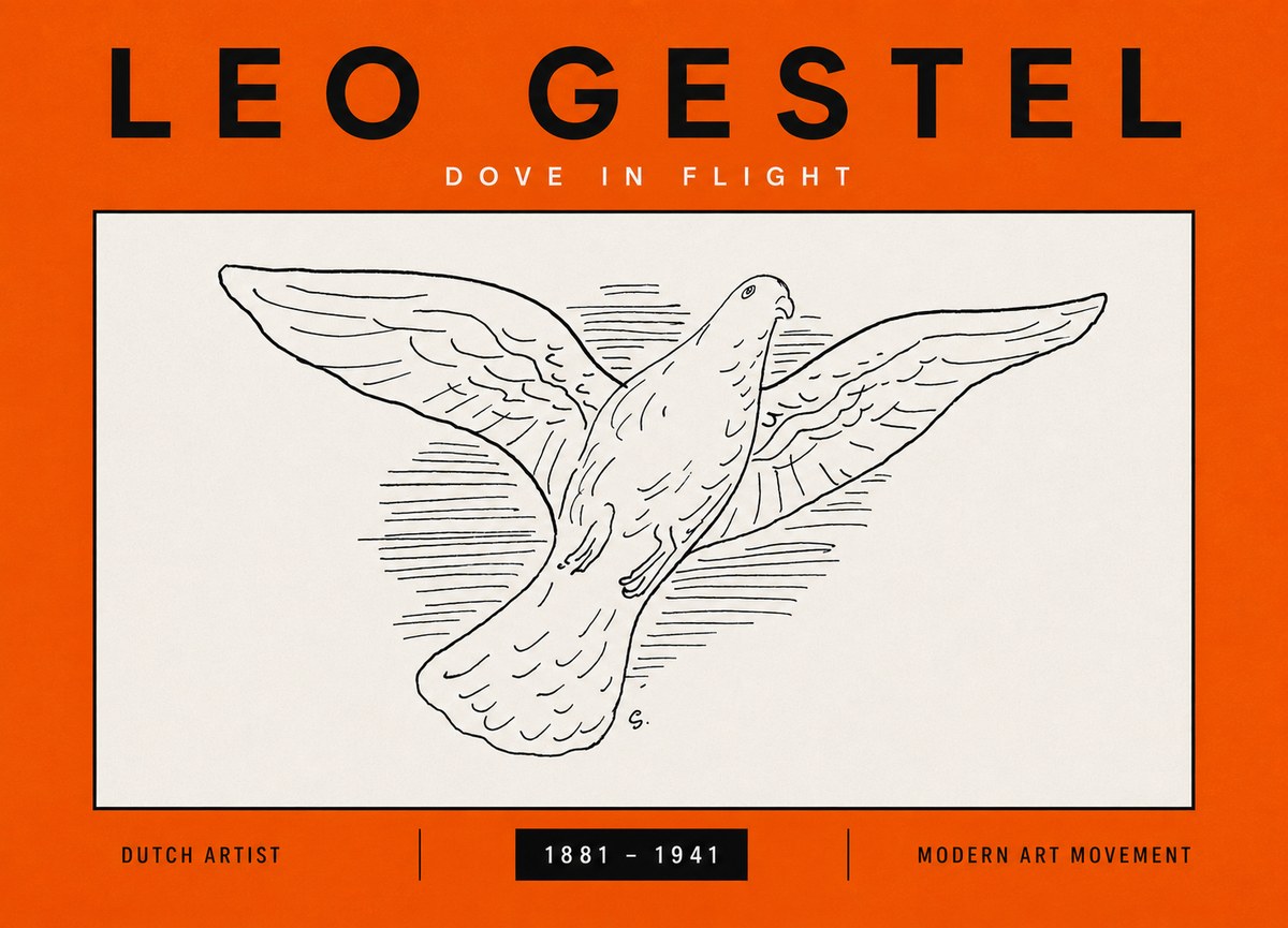 Leo Gestel Dove in Flight No5 - Plakát