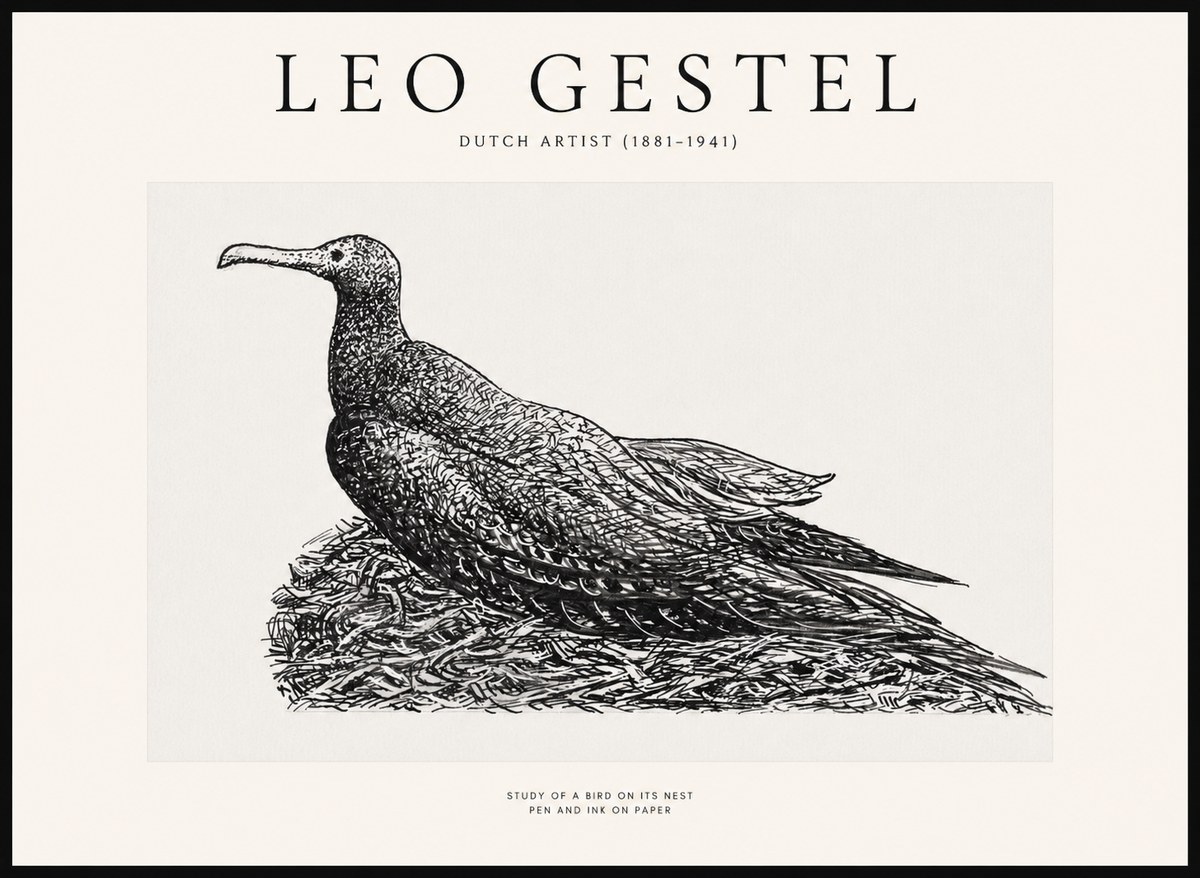 Leo Gestel Study of a Bird on Its Nest No1 - Plakát