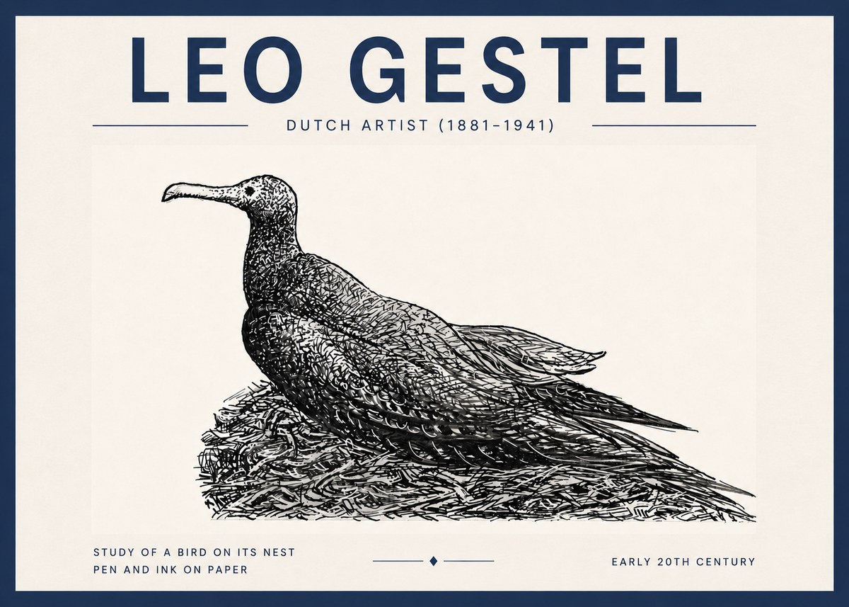 Leo Gestel Study of a Bird on Its Nest No6 - Plakát