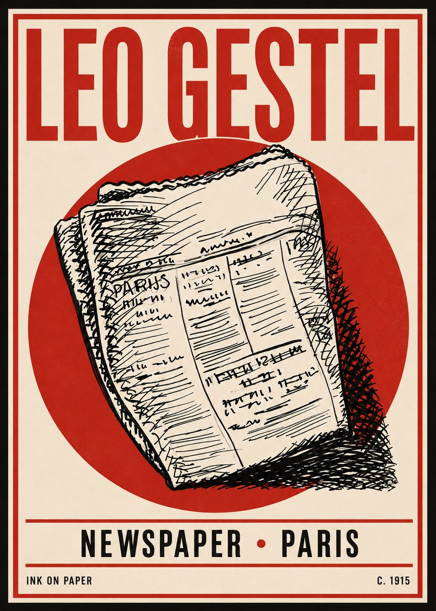 Leo Gestel Newspaper - Paris No4 - Plakát