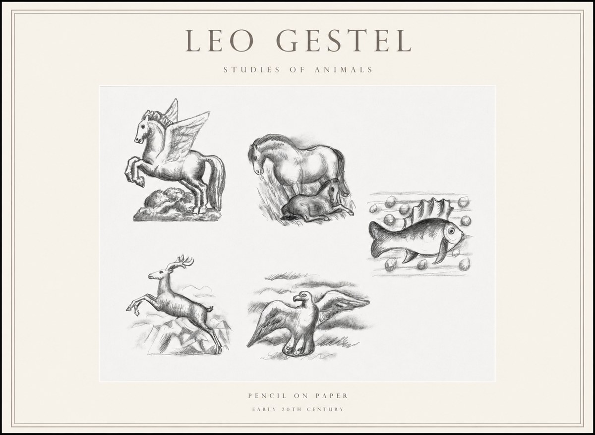 Leo Gestel Studies of Animals No1 - Plakát