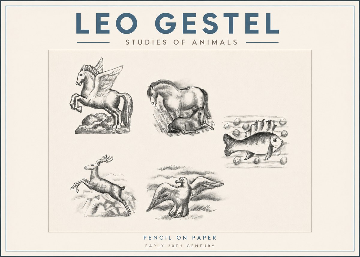 Leo Gestel Studies of Animals No2 - Plakát