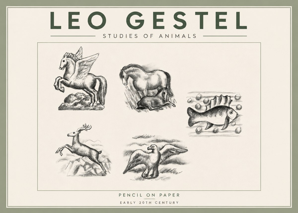 Leo Gestel Studies of Animals No3 - Plakát