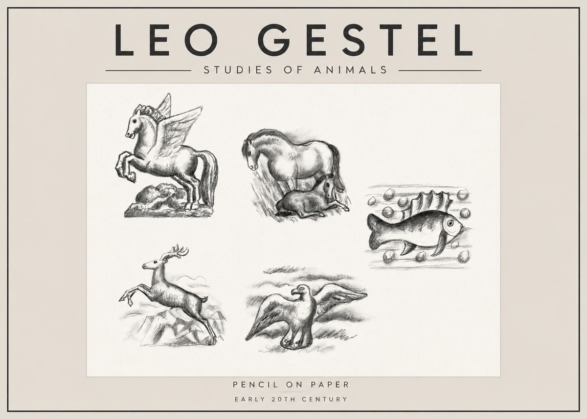 Leo Gestel Studies of Animals No4 - Plakát