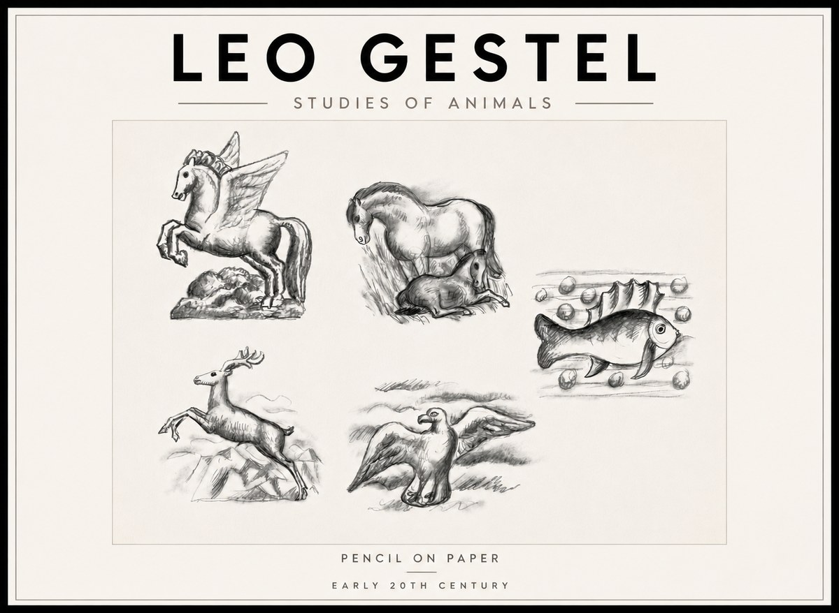 Leo Gestel Studies of Animals No6 - Plakát