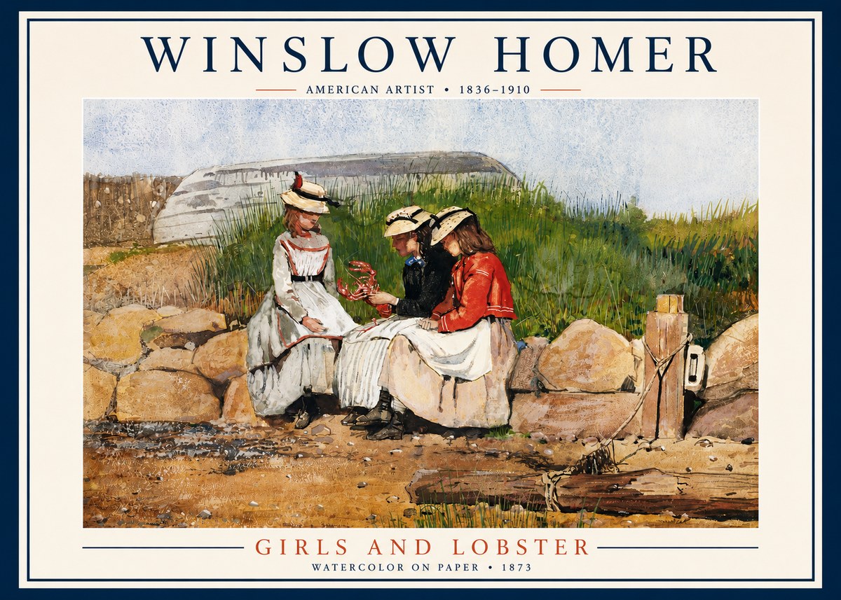 Winslow Homer Girls and Lobster No3 - Plakát