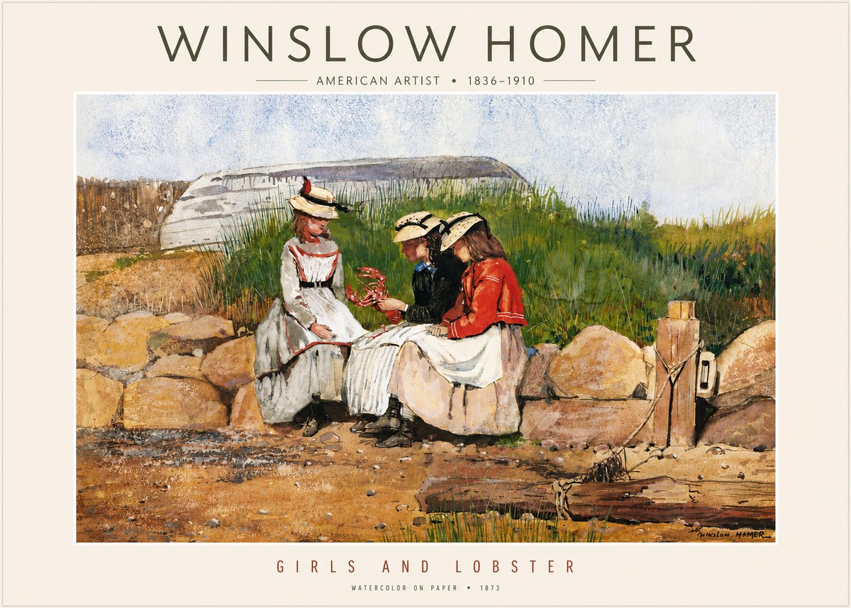 Winslow Homer Girls and Lobster No4 - Plakát