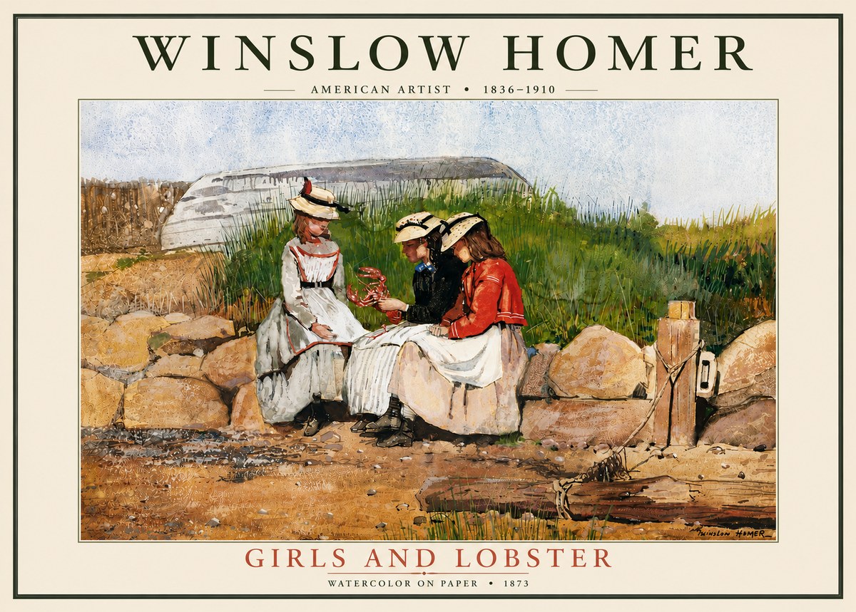 Winslow Homer Girls and Lobster No5 - Plakát
