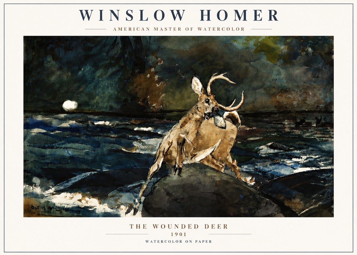 Winslow Homer The Wounded Deer No4 - Plakát