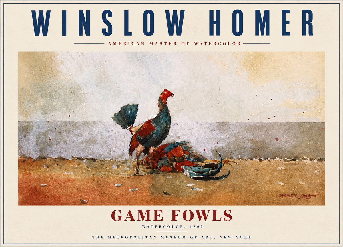 Winslow Homer Game Fowls No6 - Plakát