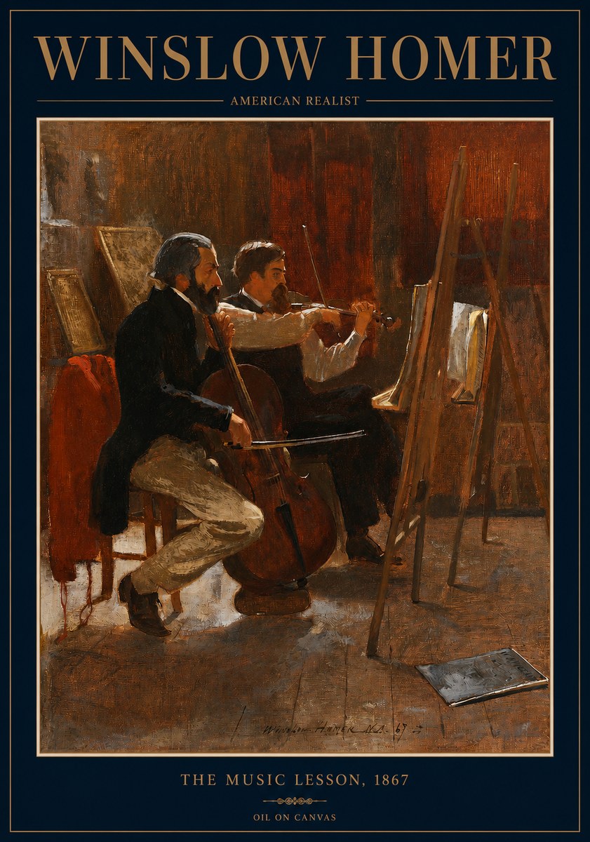 Winslow Homer The Music Lesson, 1867 No2 - Plakát