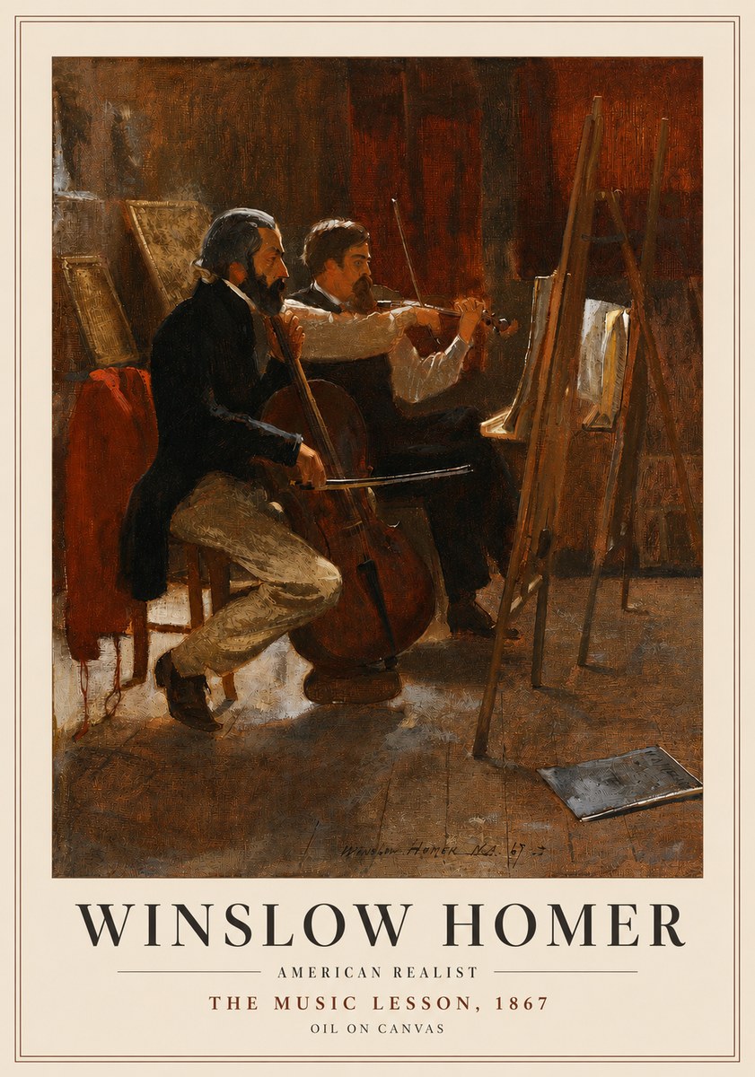 Winslow Homer The Music Lesson, 1867 No4 - Plakát