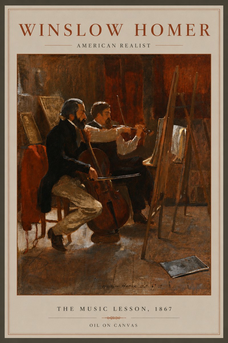 Winslow Homer The Music Lesson, 1867 No6 - Plakát
