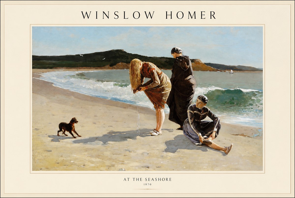 Winslow Homer At the Seashore No1 - Plakát