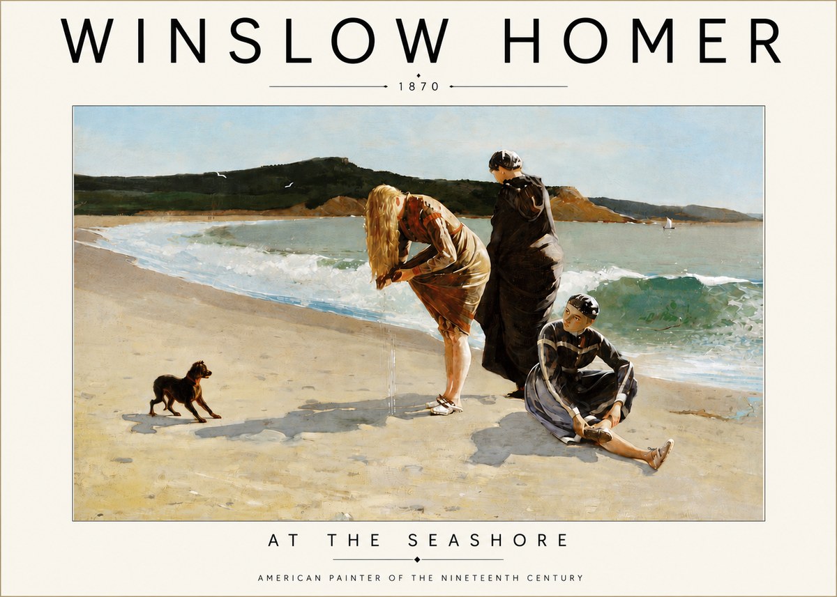 Winslow Homer At the Seashore No4 - Plakát