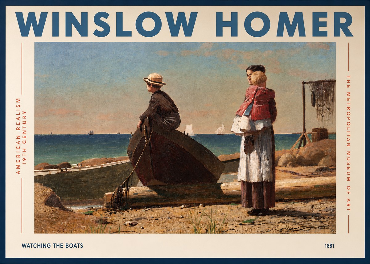 Winslow Homer Watching the Boats, 1881 No2 - Plakát