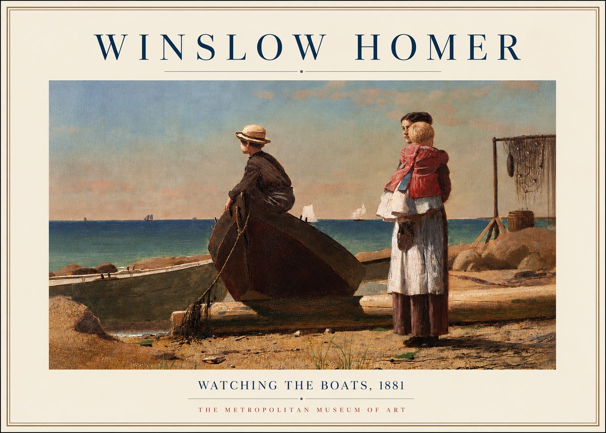 Winslow Homer Watching the Boats, 1881 No5 - Plakát