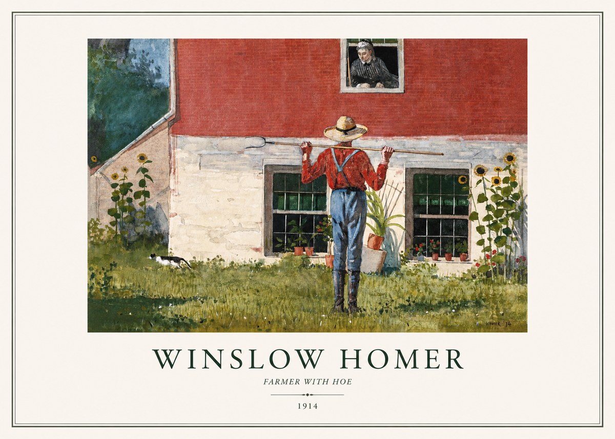 Winslow Homer Farmer with Hoe No1 - Plakát