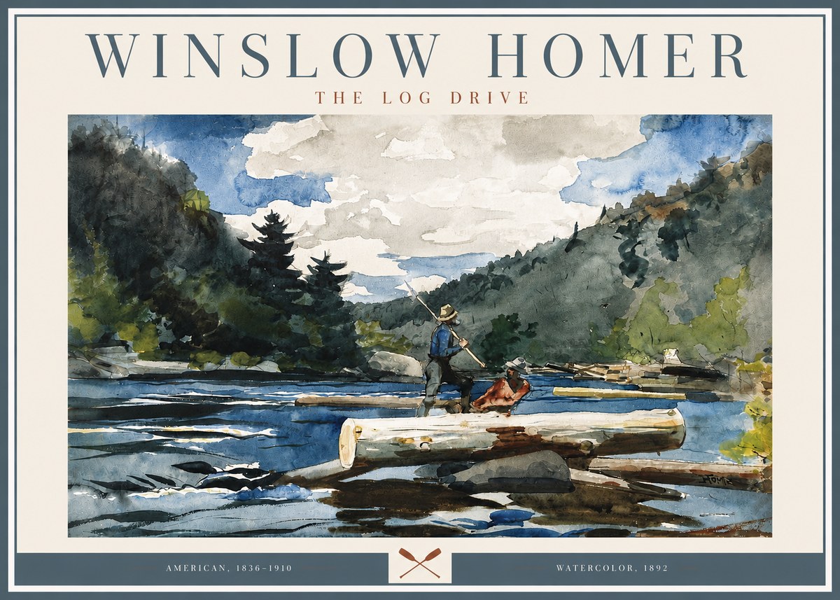 Winslow Homer The Log Drive No3 - Plakát