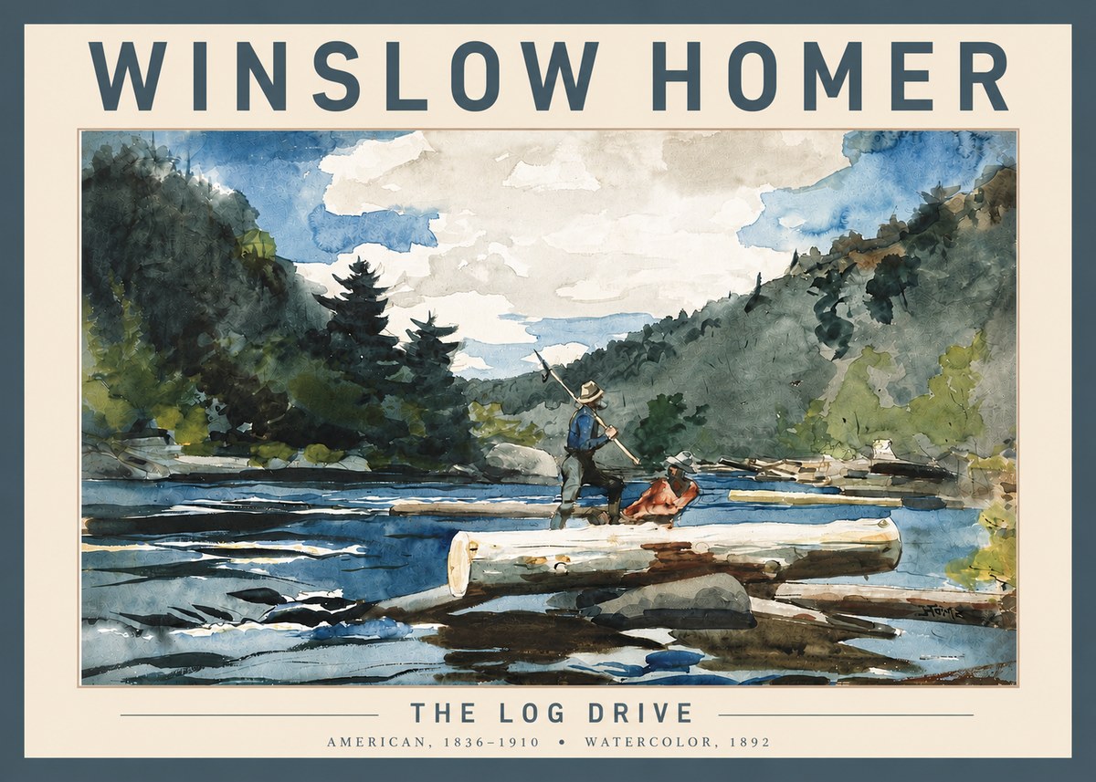 Winslow Homer The Log Drive No4 - Plakát