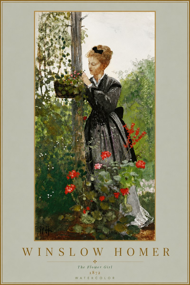 Winslow Homer The Flower Girl No5 - Plakát