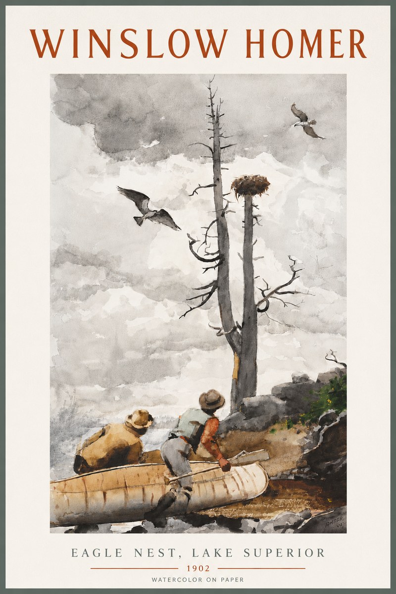 Winslow Homer Eagle Nest, Lake Superior No4 - Plakát