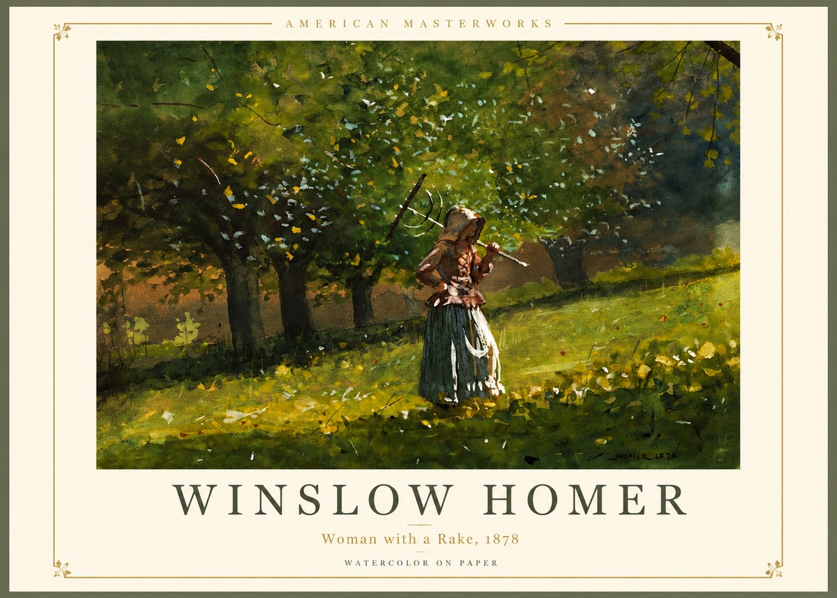 Winslow Homer Woman with a Rake, 1878 No2 - Plakát