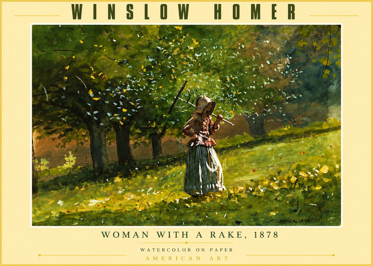 Winslow Homer Woman with a Rake, 1878 No6 - Plakát