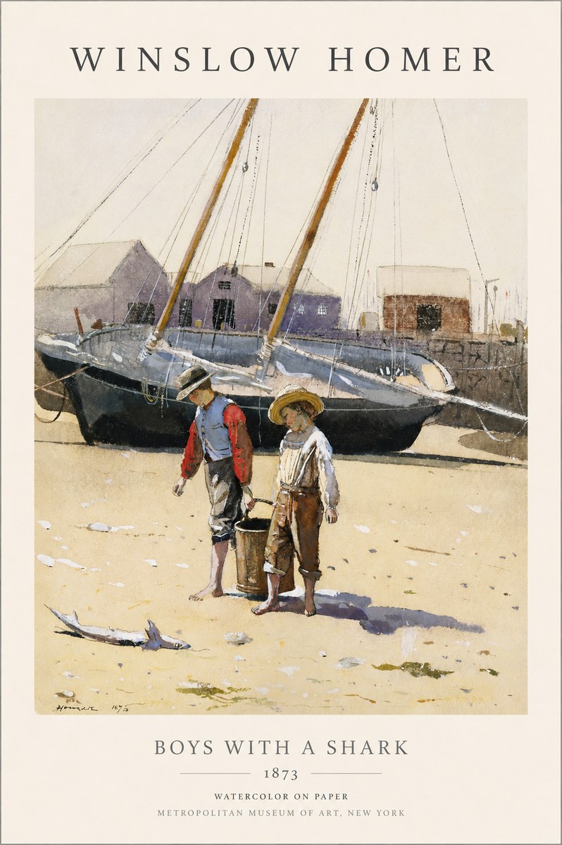Winslow Homer Boys with a Shark No1 - Plakát