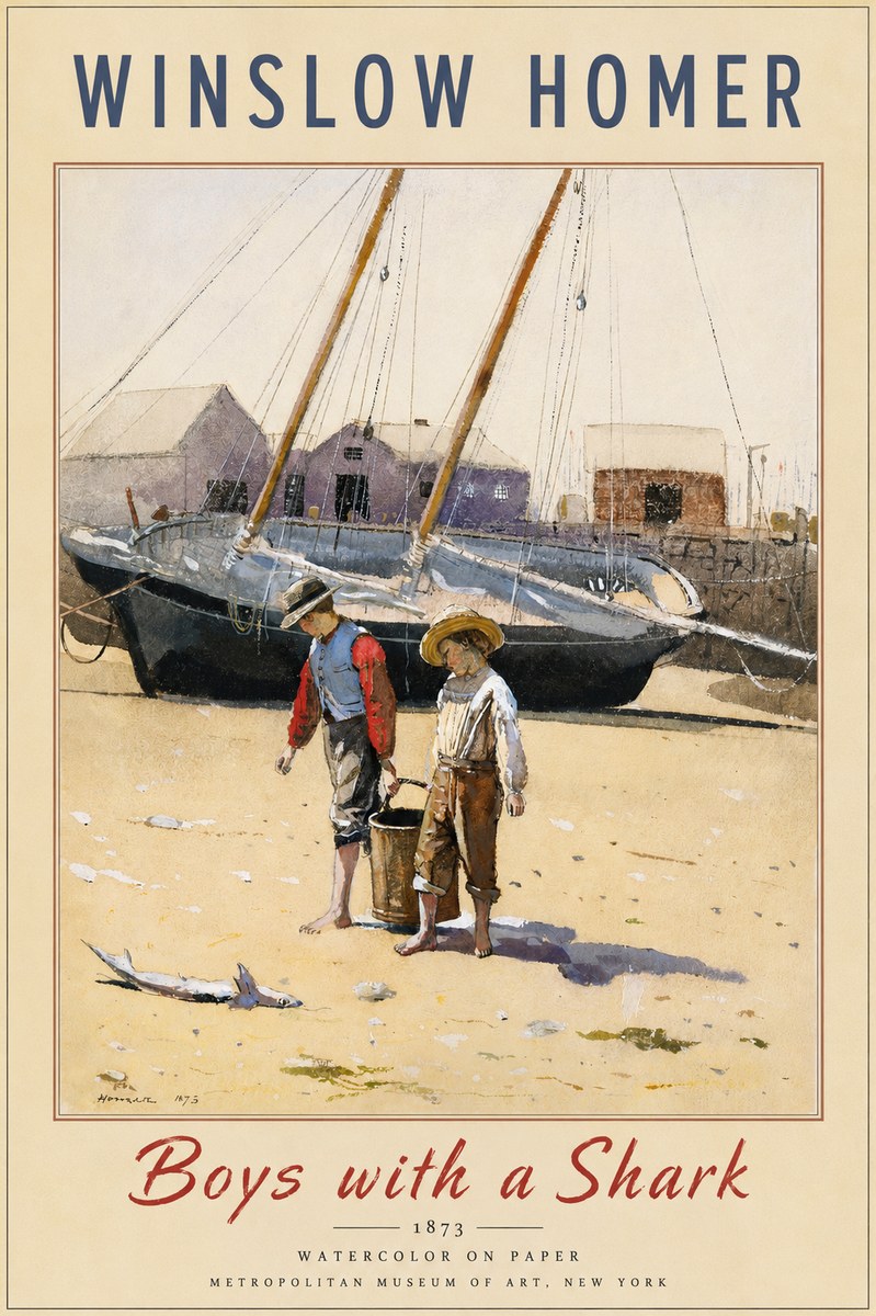 Winslow Homer Boys with a Shark No2 - Plakát