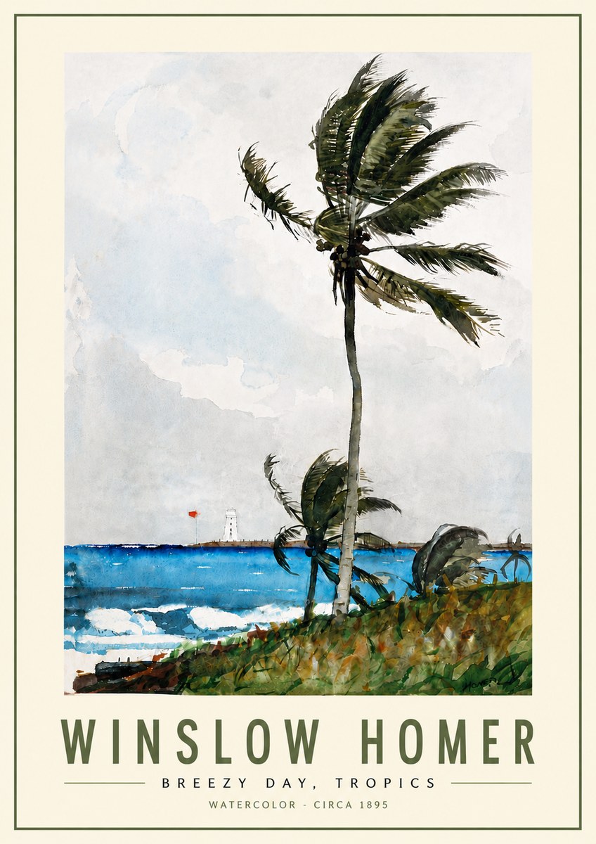 Winslow Homer Breezy Day, Tropics No5 - Plakát