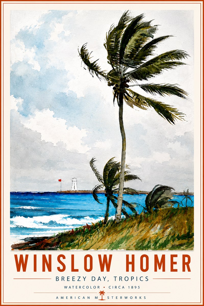 Winslow Homer Breezy Day, Tropics No6 - Plakát