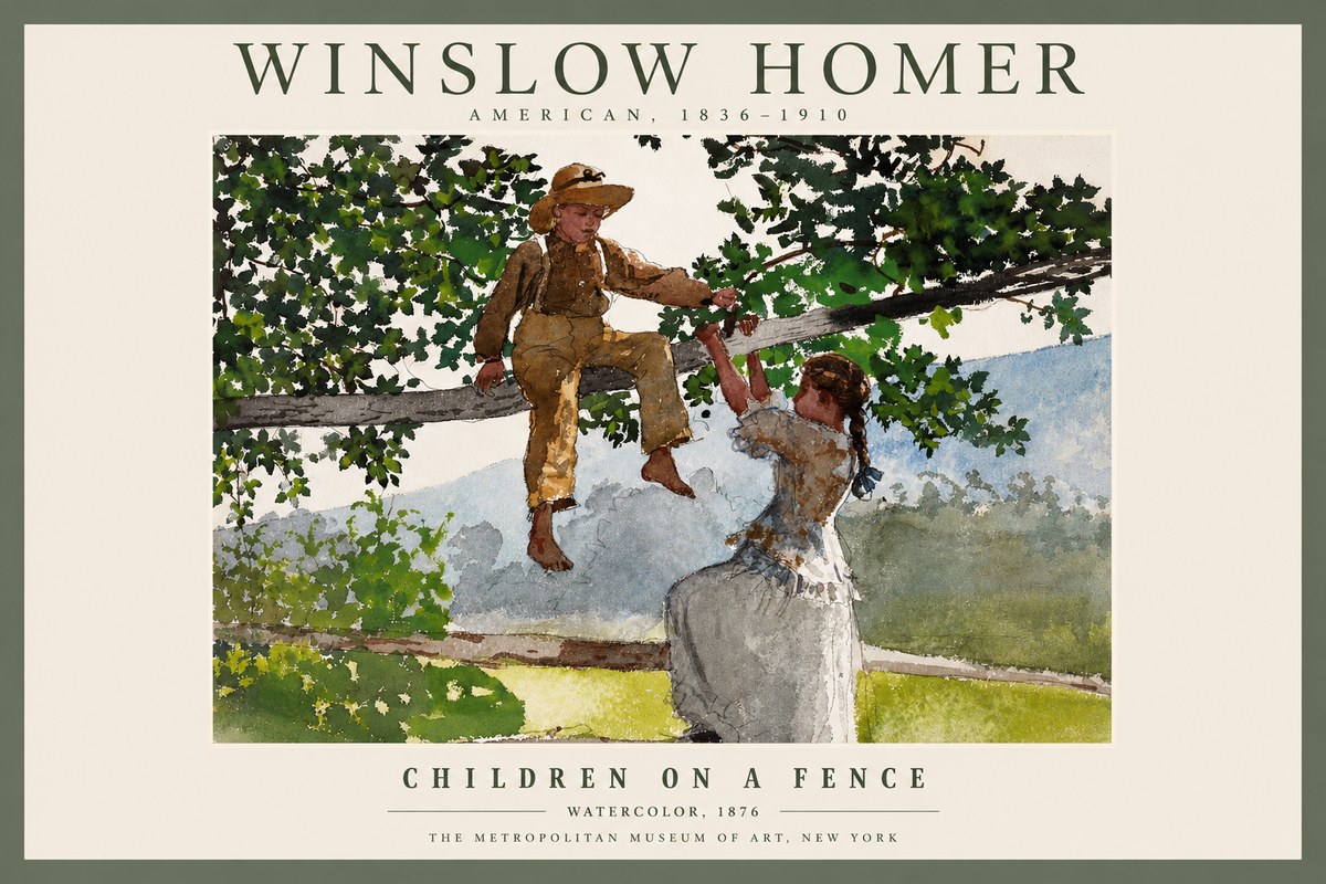 Winslow Homer Children on a Fence No2 - Plakát