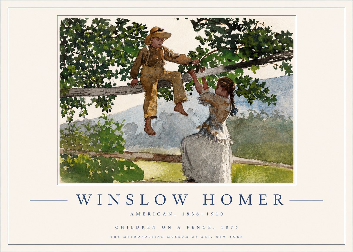 Winslow Homer Children on a Fence No3 - Plakát