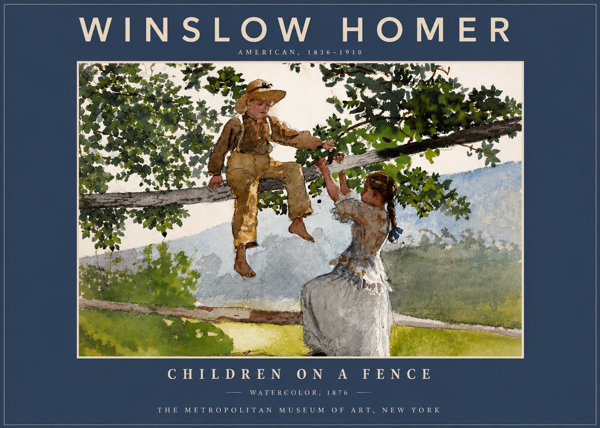 Winslow Homer Children on a Fence No6 - Plakát
