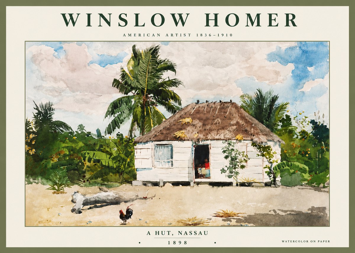 Winslow Homer A Hut, Nassau No4 - Plakát