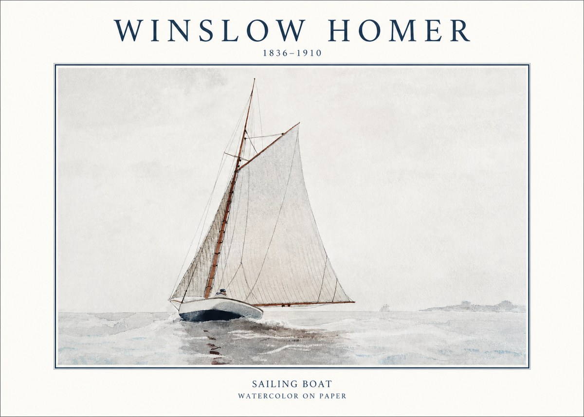 Winslow Homer Sailing Boat No1 - Plakát