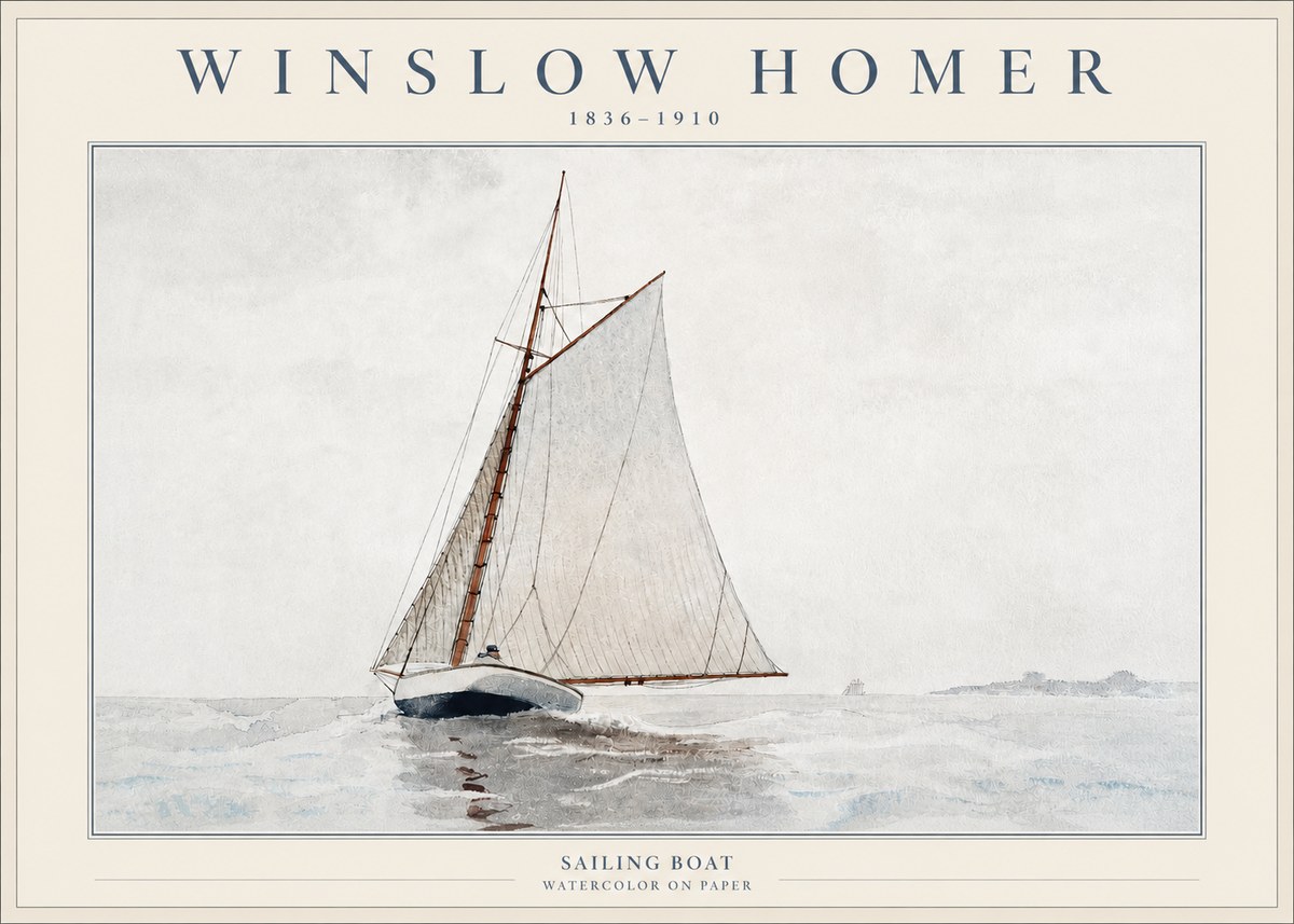 Winslow Homer Sailing Boat No2 - Plakát