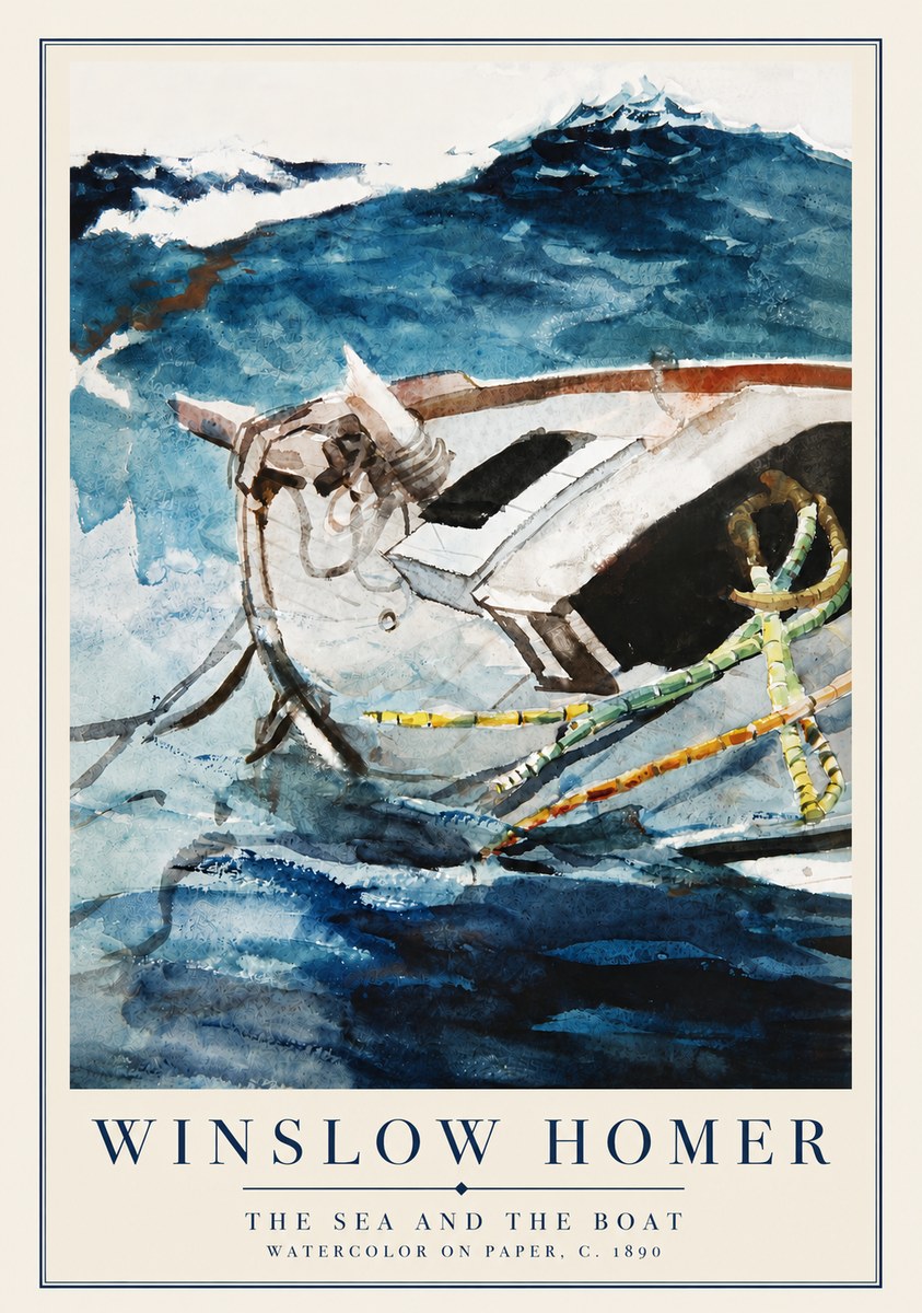 Winslow Homer The Sea and the Boat No5 - Plakát