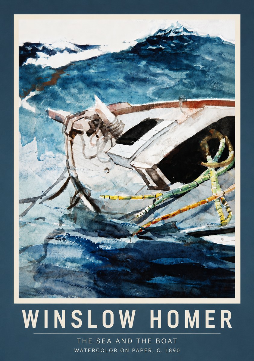 Winslow Homer The Sea and the Boat No6 - Plakát