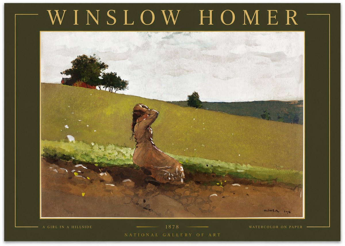 Winslow Homer A Girl in a Hillside No2 - Plakát
