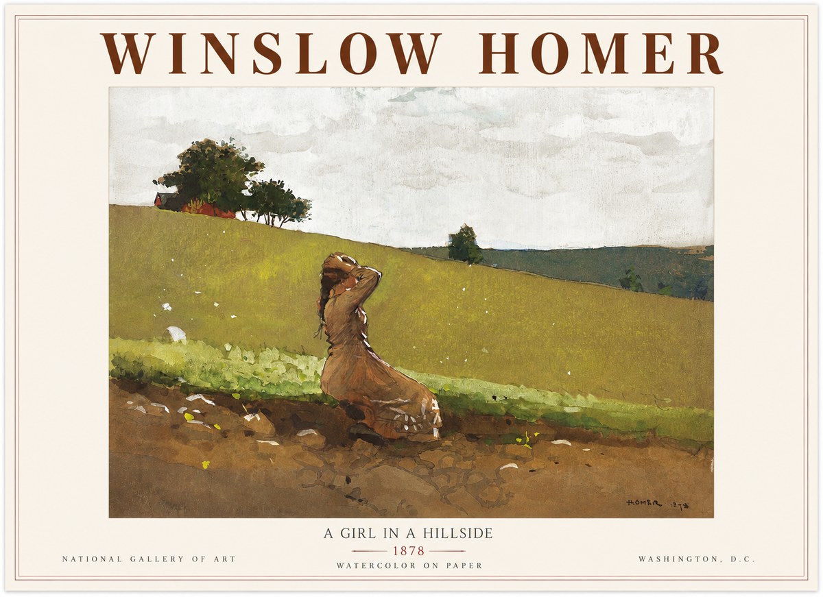 Winslow Homer A Girl in a Hillside No3 - Plakát