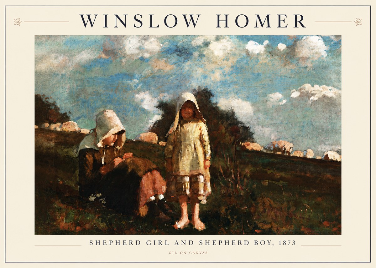 Winslow Homer Shepherd Girl and Shepherd Boy, 1873 No3 - Plakát